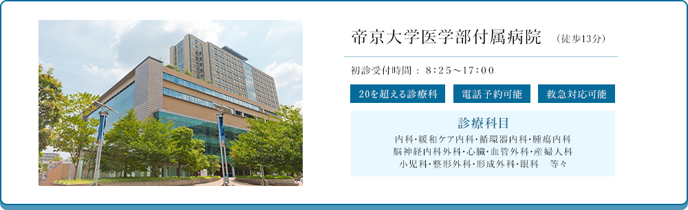 帝京大学医学部付属病院(徒歩13分)