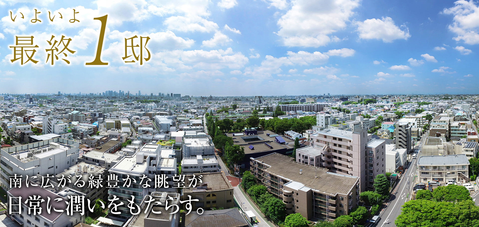 南に広がる緑豊かな眺望が日常に潤いをもたらす。