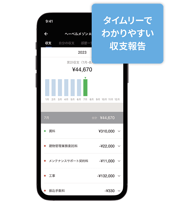 タイムリーでわかりやすい収支報告