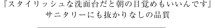 『スタイリッシュな洗面台だと朝の目覚めもいいんです』サニタリーにも抜かりなしの品質