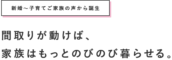 新婚～子育てご家族の声から誕生 間取りが動けば、家族はもっとのびのび暮らせる。