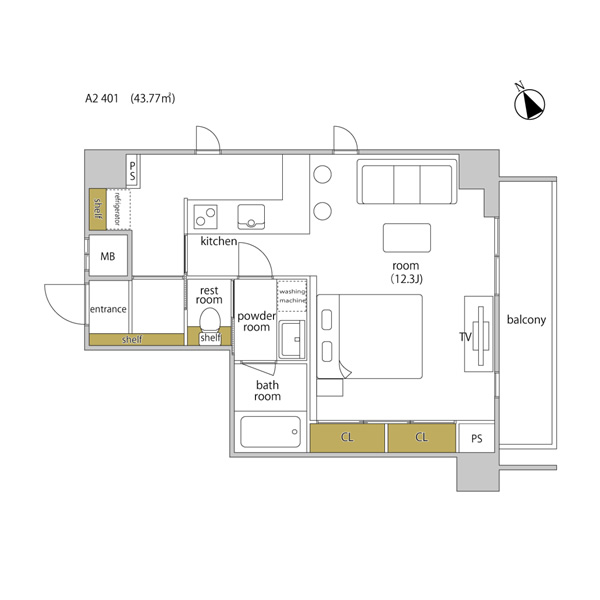 ルームタイプ A2 間取り図