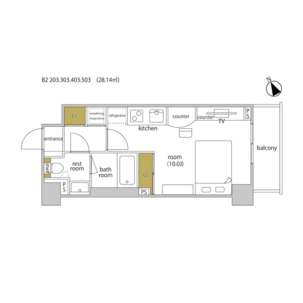 ルームタイプ B2 間取り図