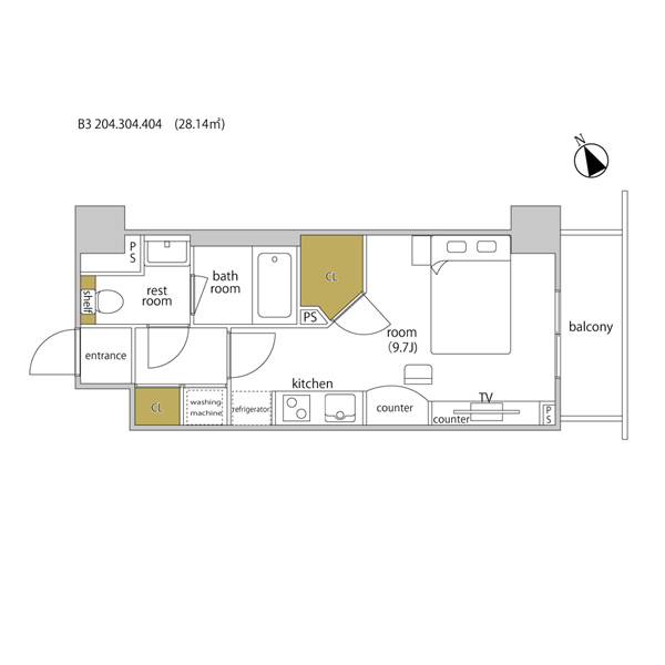 ルームタイプ B3 間取り図