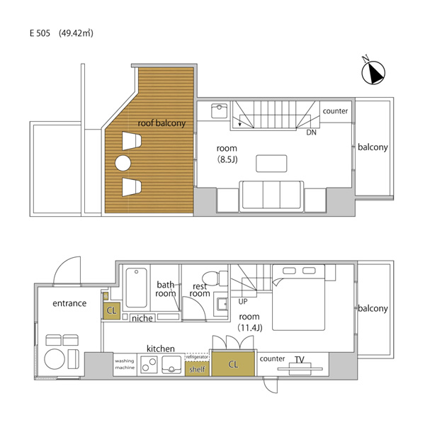 ルームタイプ E 間取り図
