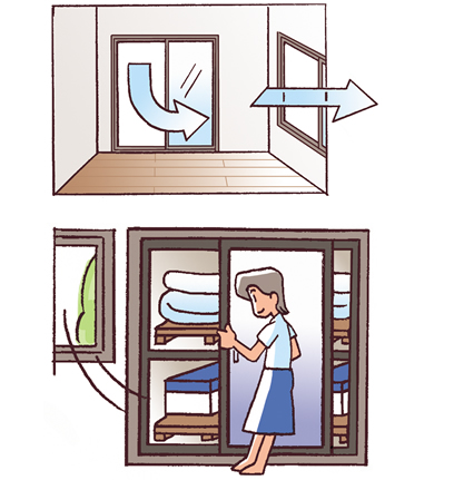 結露はこまめにふき取りましょう。